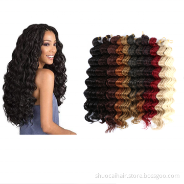 sc 22 inch reetress Deep Wave Twist Crochet Natural Synthetic Braid Hair Ombre Braiding Hair Extensions Braids Hair In Bulk